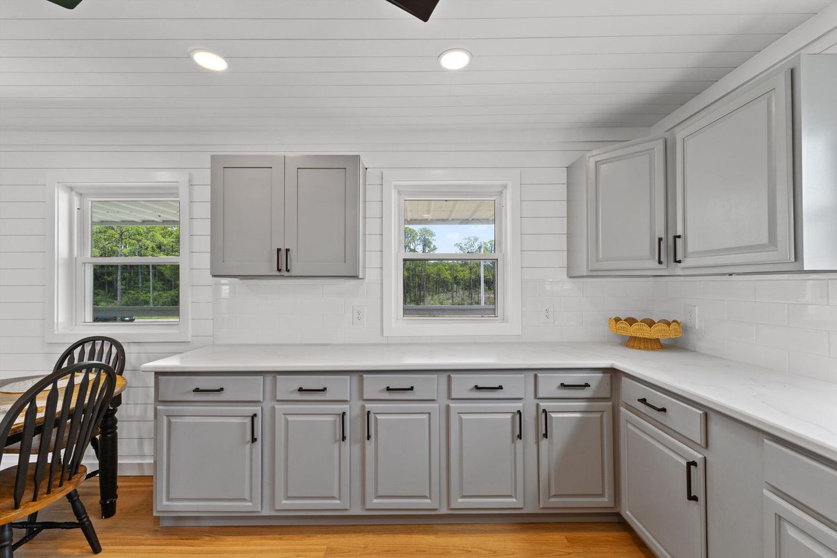 Interior, Kitchen, Recessed Lighting, Wood Texture Flooring