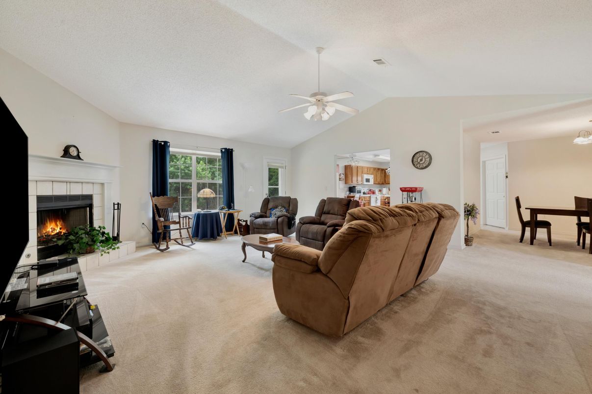 Dining room, Fireplace, Interior, Living room