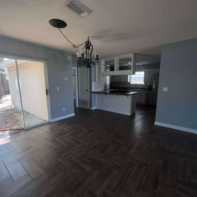 Chandelier, Interior, Kitchen, Wood Texture Flooring