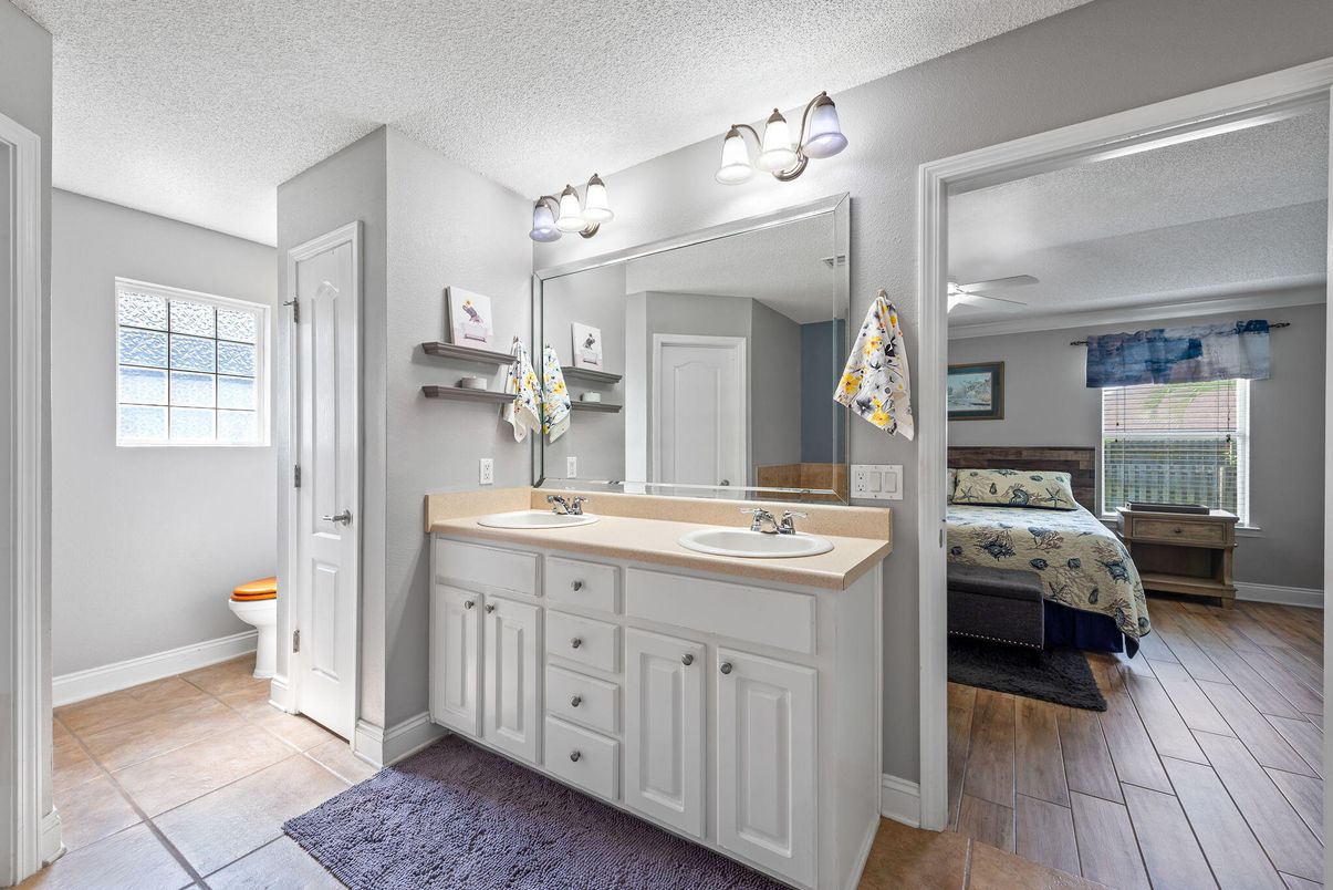 Bathroom, Bedroom, Dual Sink Vanities, Interior, Wood Texture Flooring