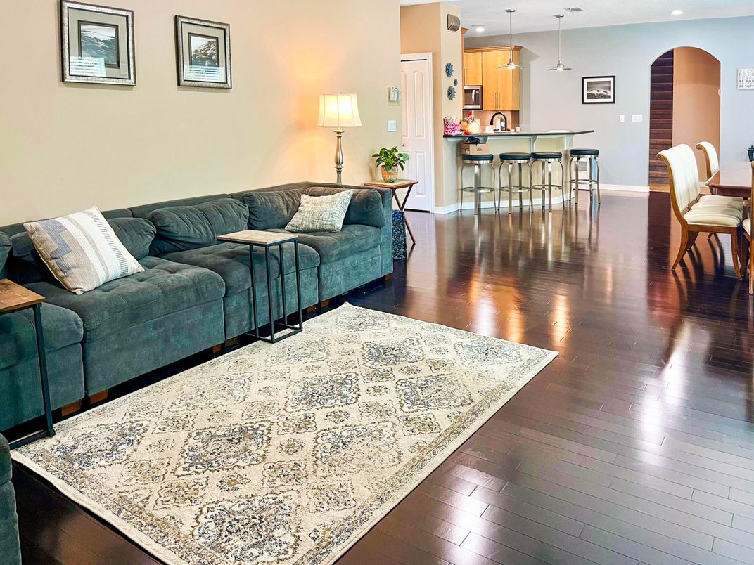 Dining room, Interior, Kitchen, Living room, Pendant Lights, Recessed Lighting, Wood Texture Flooring