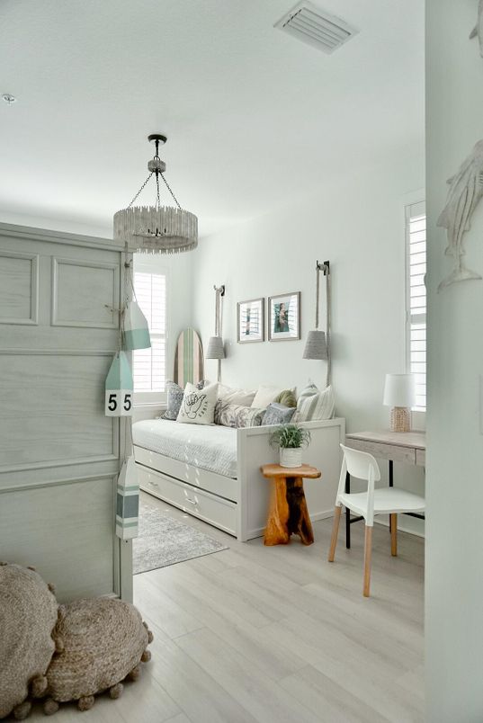 Bedroom, Chandelier, Interior, Wood Texture Flooring