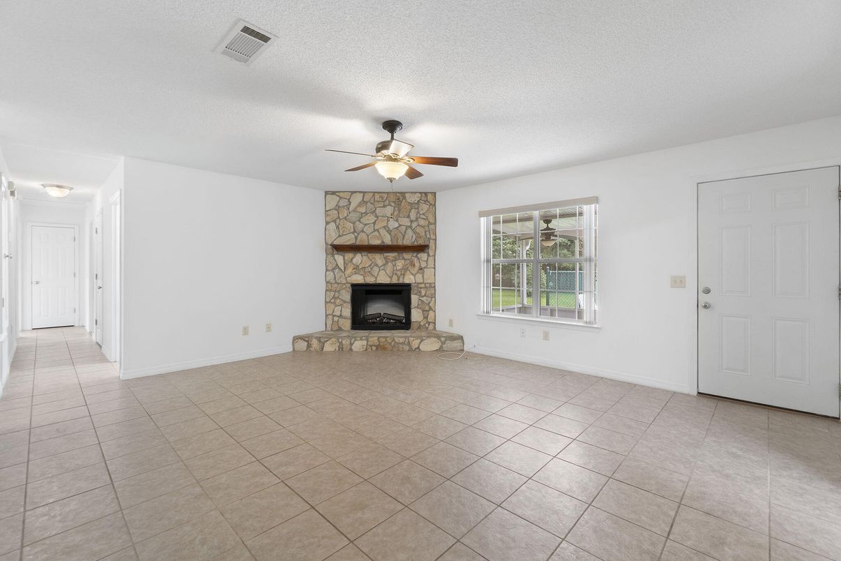 Empty room, Fireplace, Interior, Stone Walls