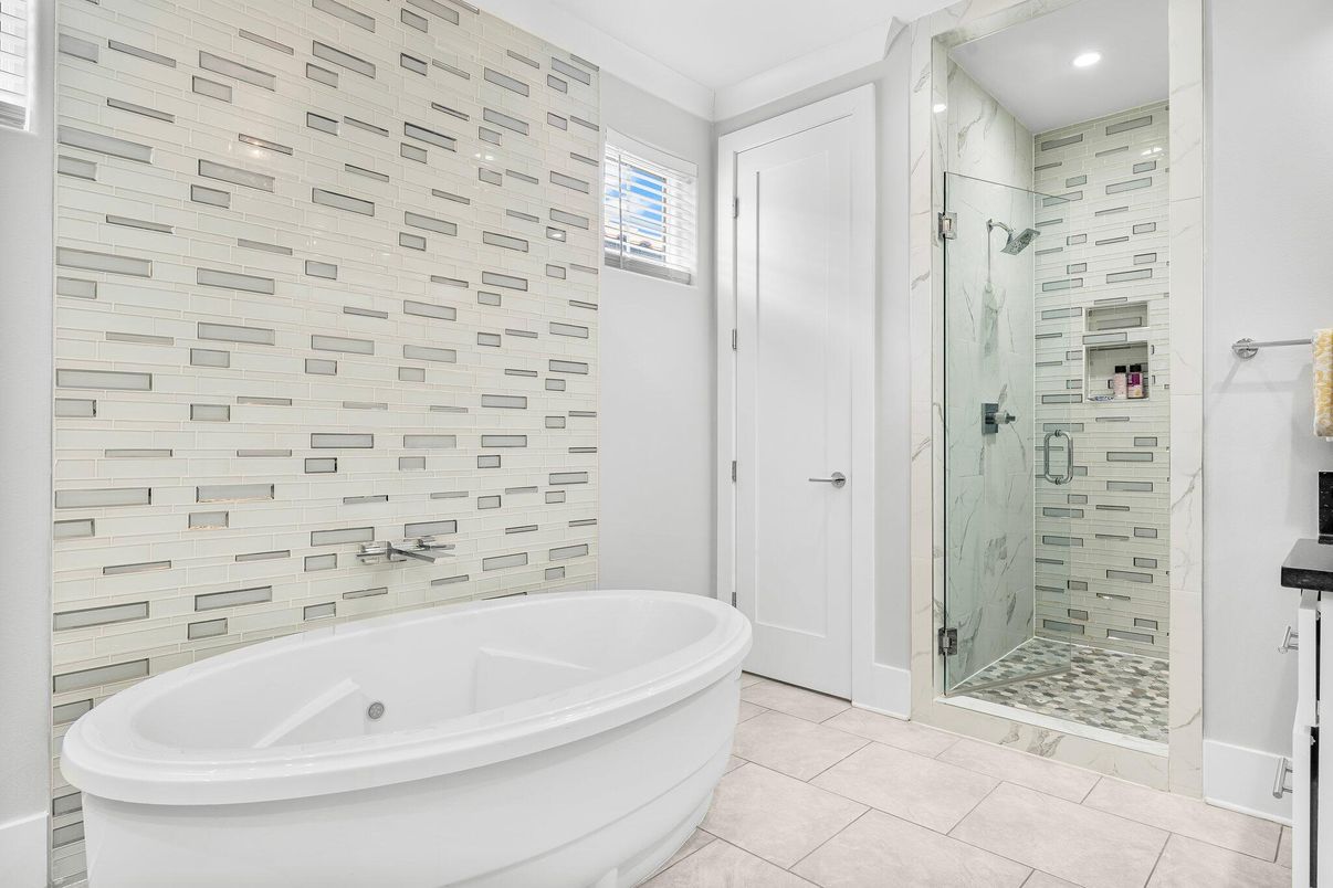 Bathroom, Glass Shower, Interior, Recessed Lighting