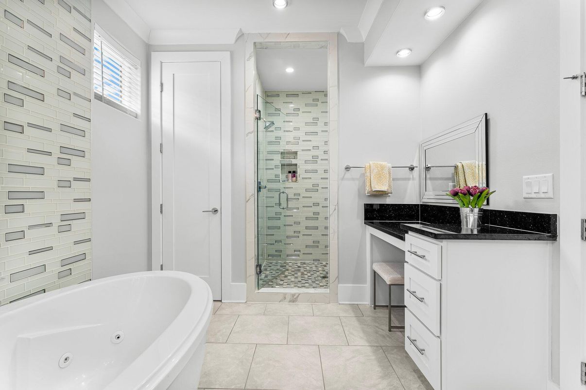 Bathroom, Glass Shower, Interior, Recessed Lighting