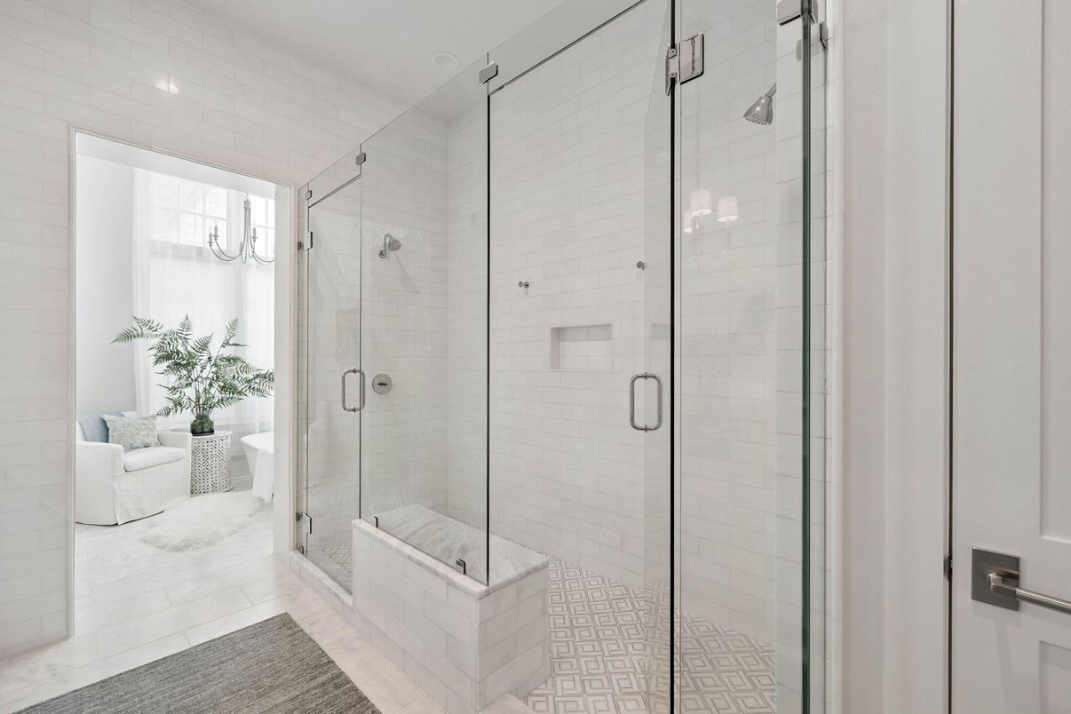 Bathroom, Glass Shower, Interior, Recessed Lighting