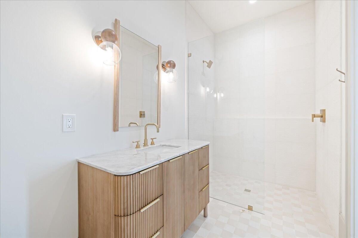 Bathroom, Glass Shower, Interior, Recessed Lighting