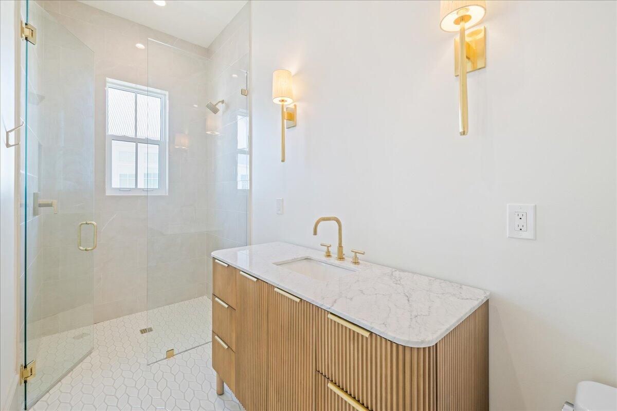 Bathroom, Glass Shower, Interior, Recessed Lighting