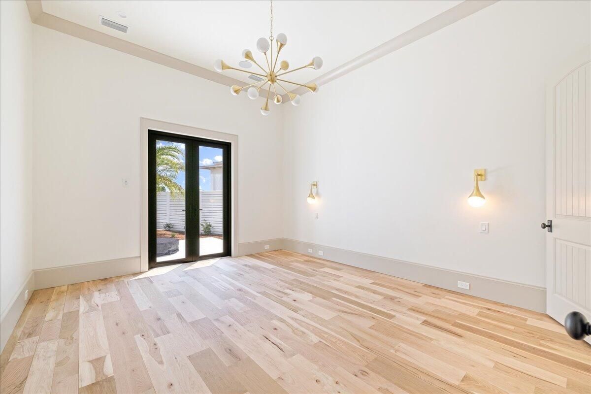 Empty room, Interior, Pendant Lights, Wood Texture Flooring