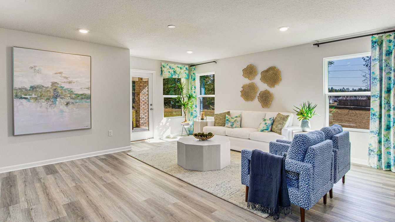 Interior, Living room, Recessed Lighting, Wood Texture Flooring