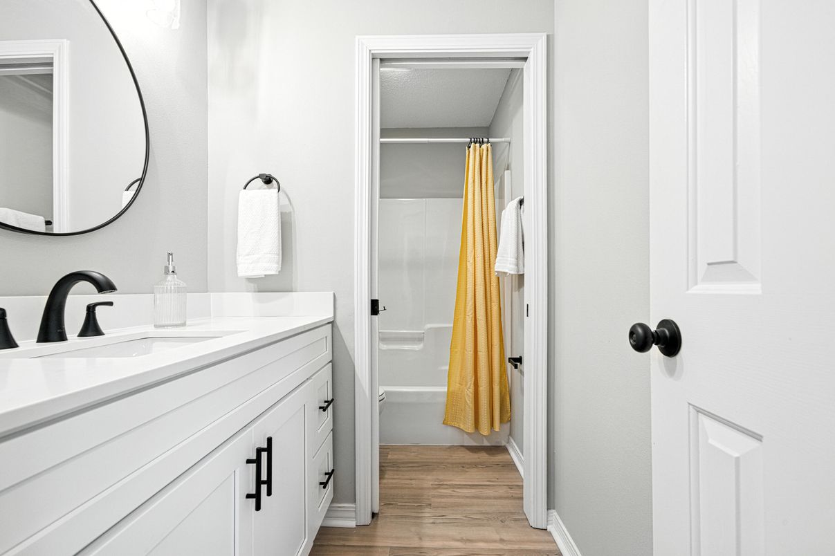 Bathroom, Dual Sink Vanities, Interior, Wood Texture Flooring