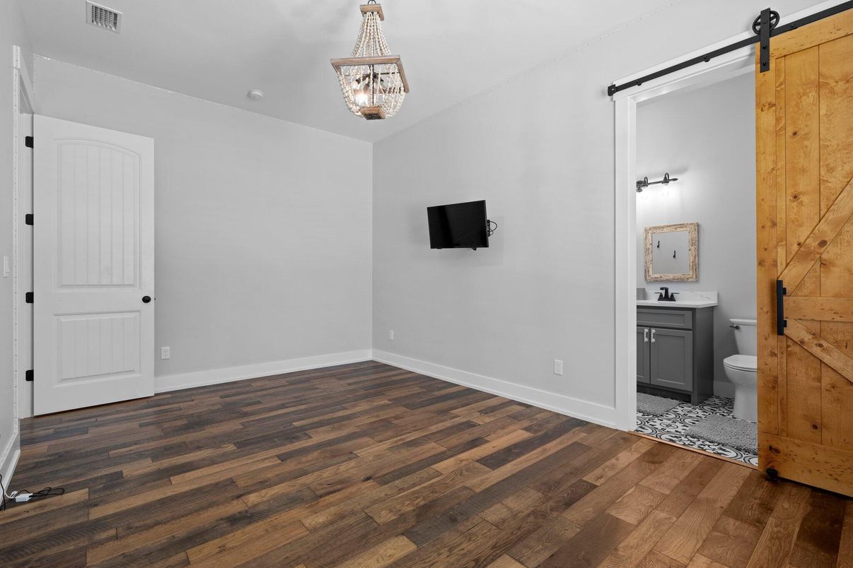 Bathroom, Chandelier, Interior, Wood Texture Flooring