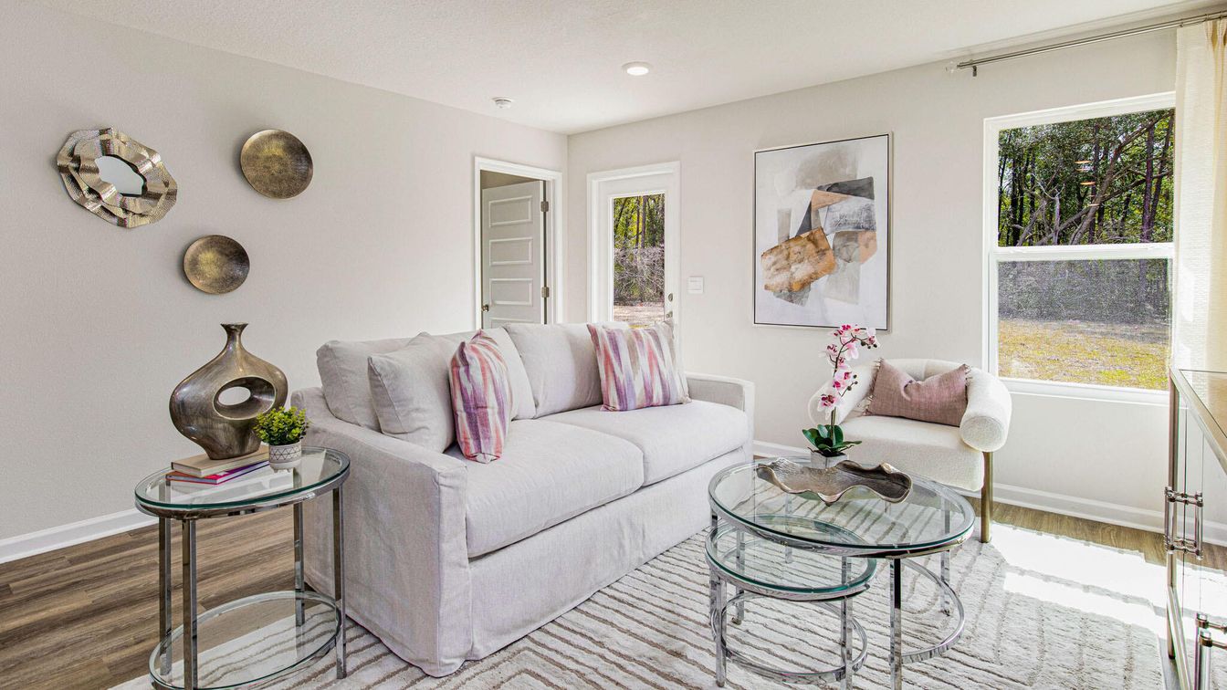 Interior, Living room, Recessed Lighting, Wood Texture Flooring