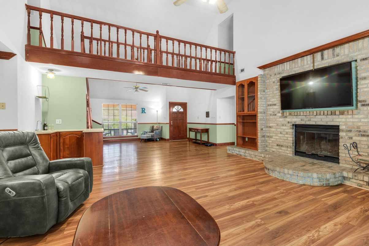 Fireplace, Interior, Stone Walls, Wood Texture Flooring