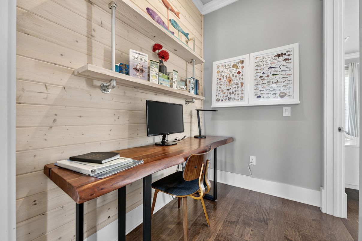 Home Office, Interior, Wood Texture Flooring, Wooden Walls