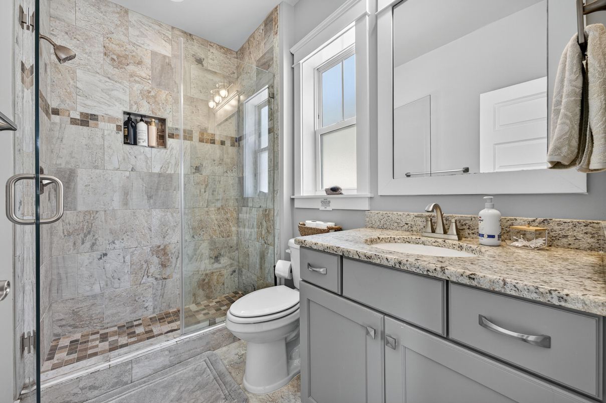Bathroom, Glass Shower, Interior, Stone Walls