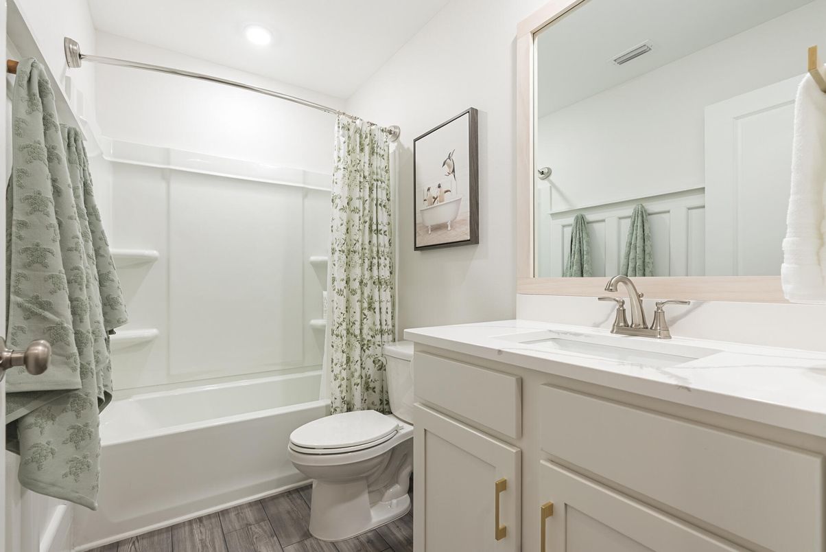 Bathroom, Interior, Recessed Lighting, Wood Texture Flooring