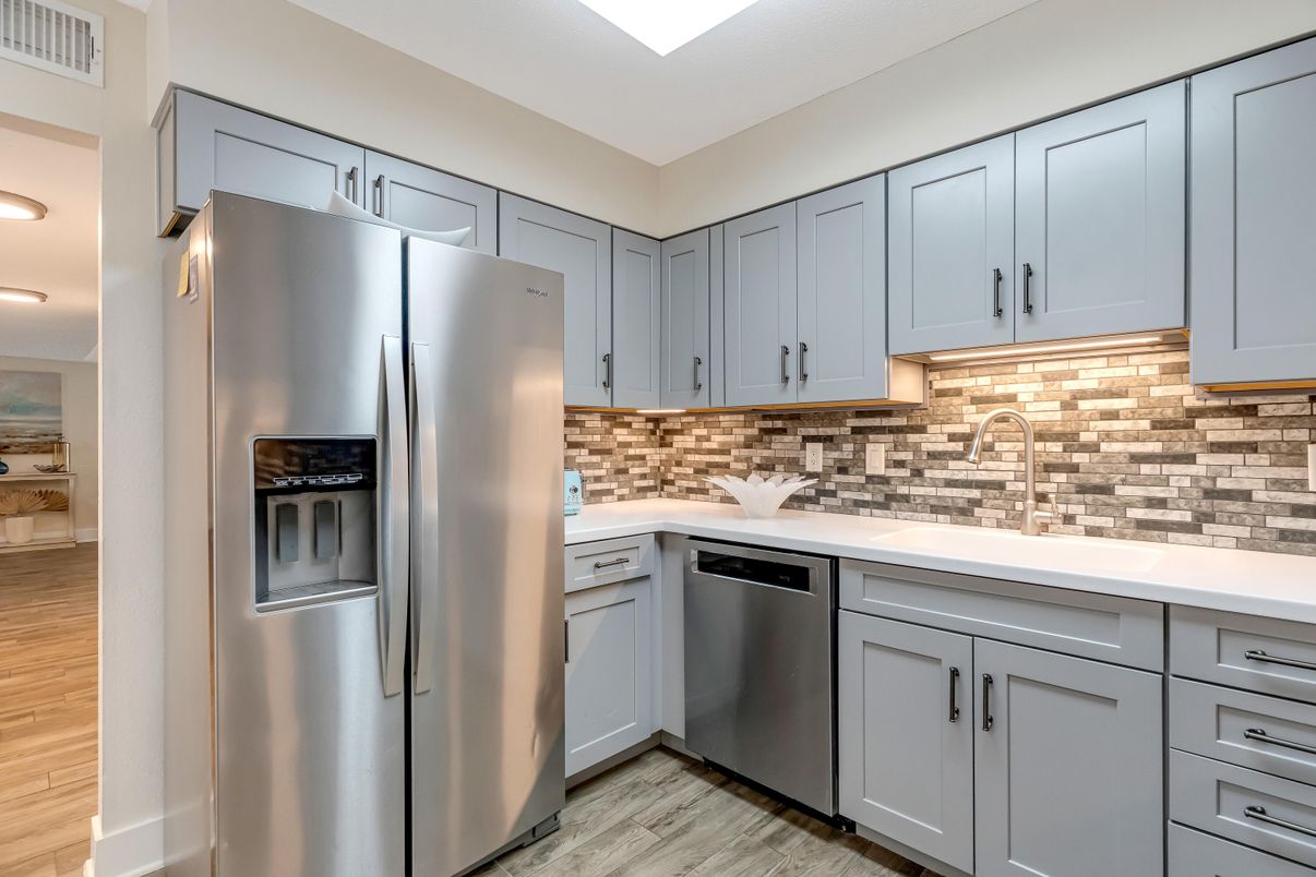 Interior, Kitchen, Stainless Steel Appliances, Wood Texture Flooring