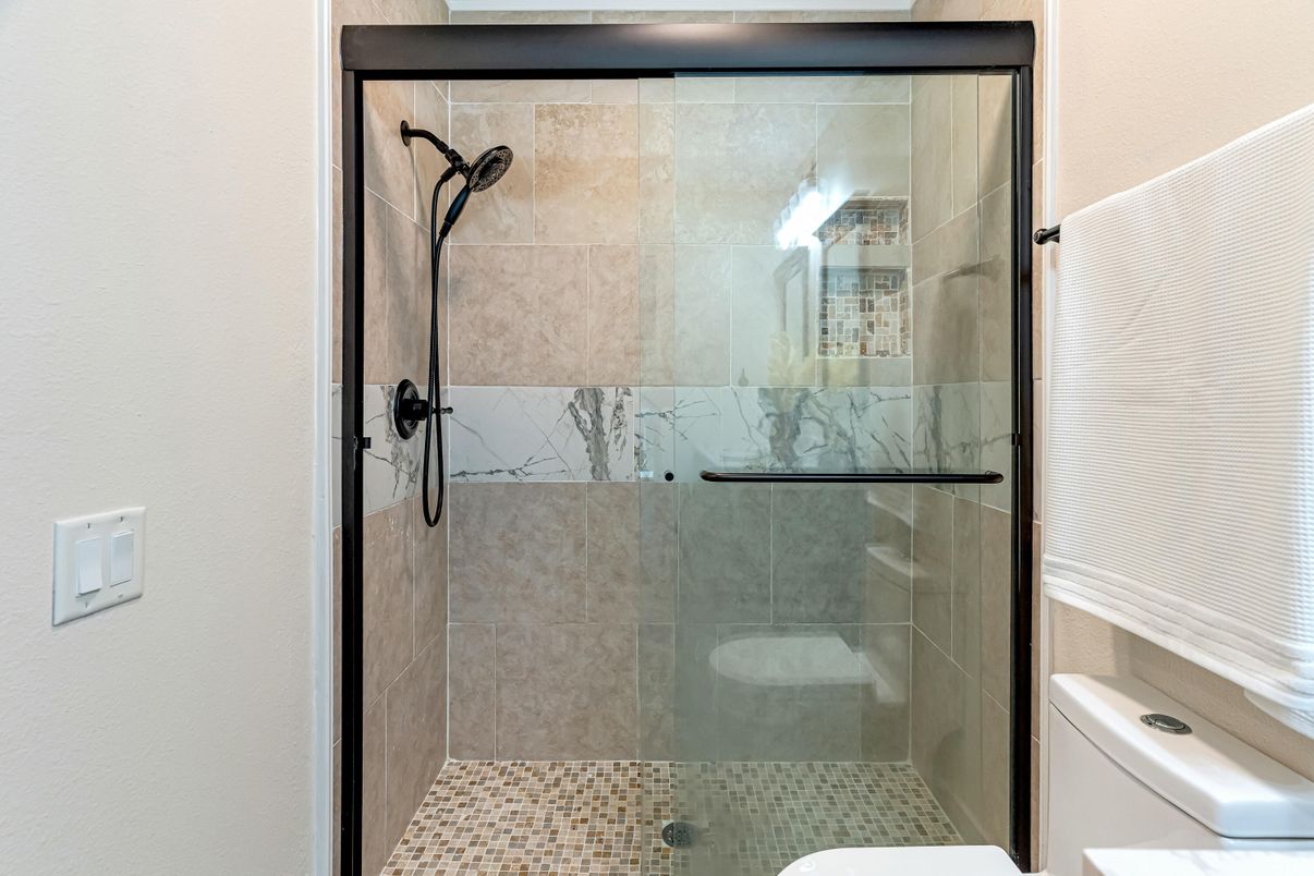 Bathroom, Glass Shower, Interior, Marble Walls