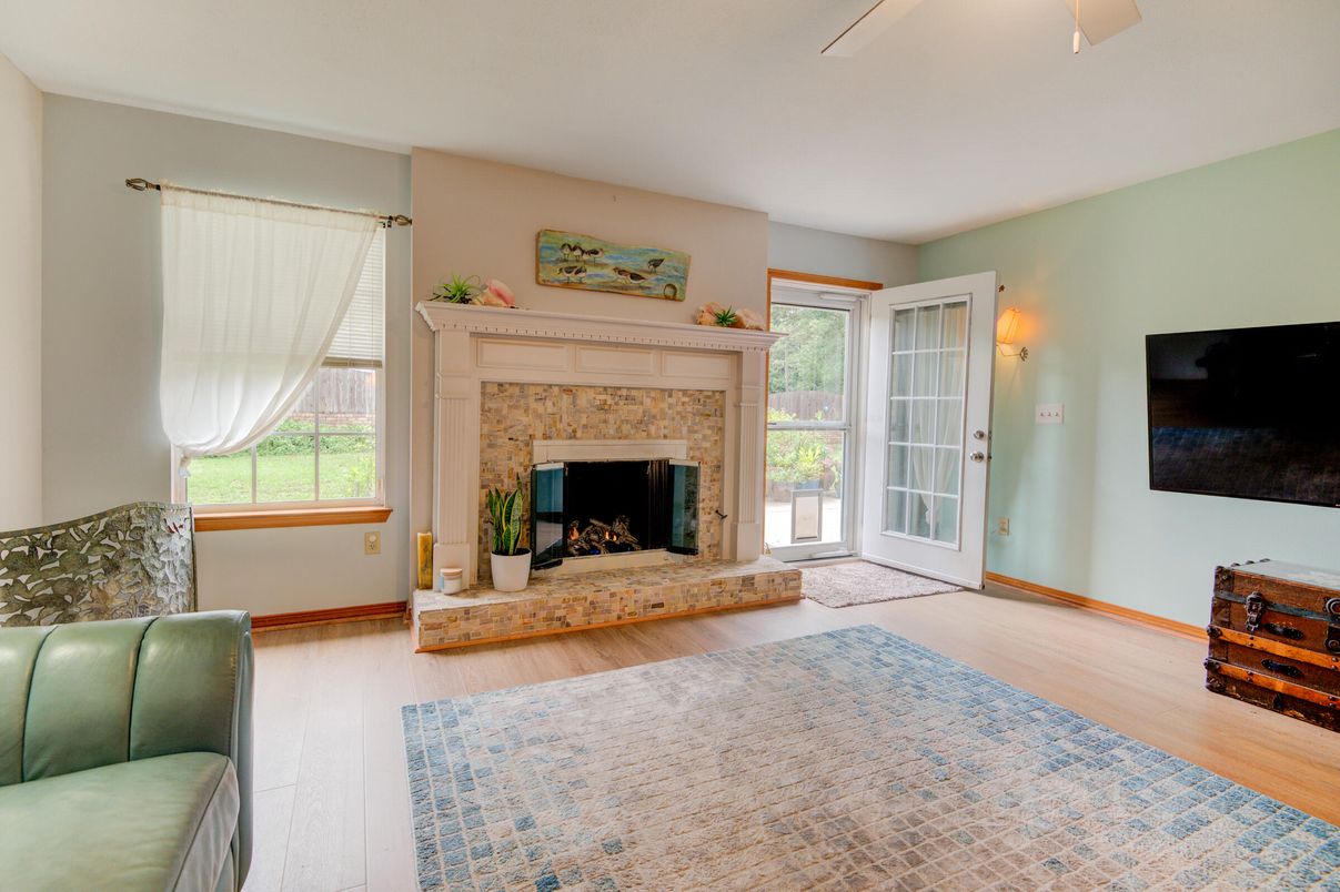 Fireplace, Interior, Wood Texture Flooring