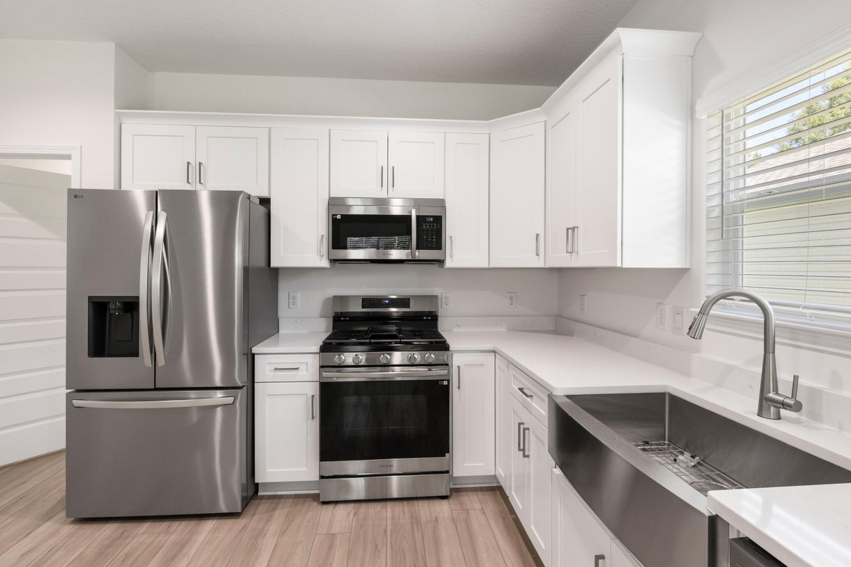 Interior, Kitchen, Stainless Steel Appliances, Wood Texture Flooring