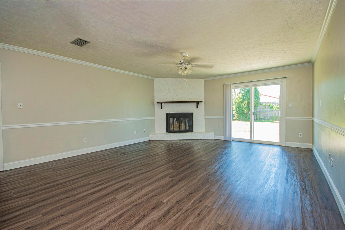 Empty room, Fireplace, Interior, Wood Texture Flooring