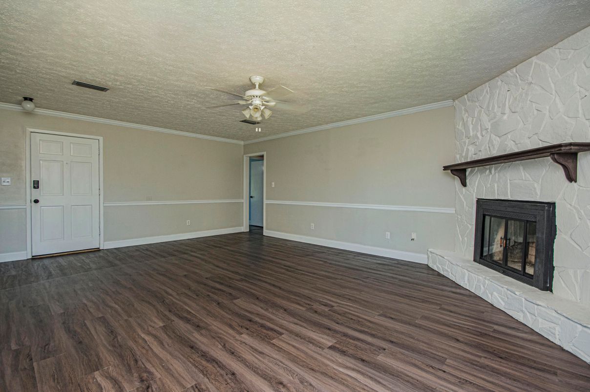 Empty room, Fireplace, Interior, Wood Texture Flooring