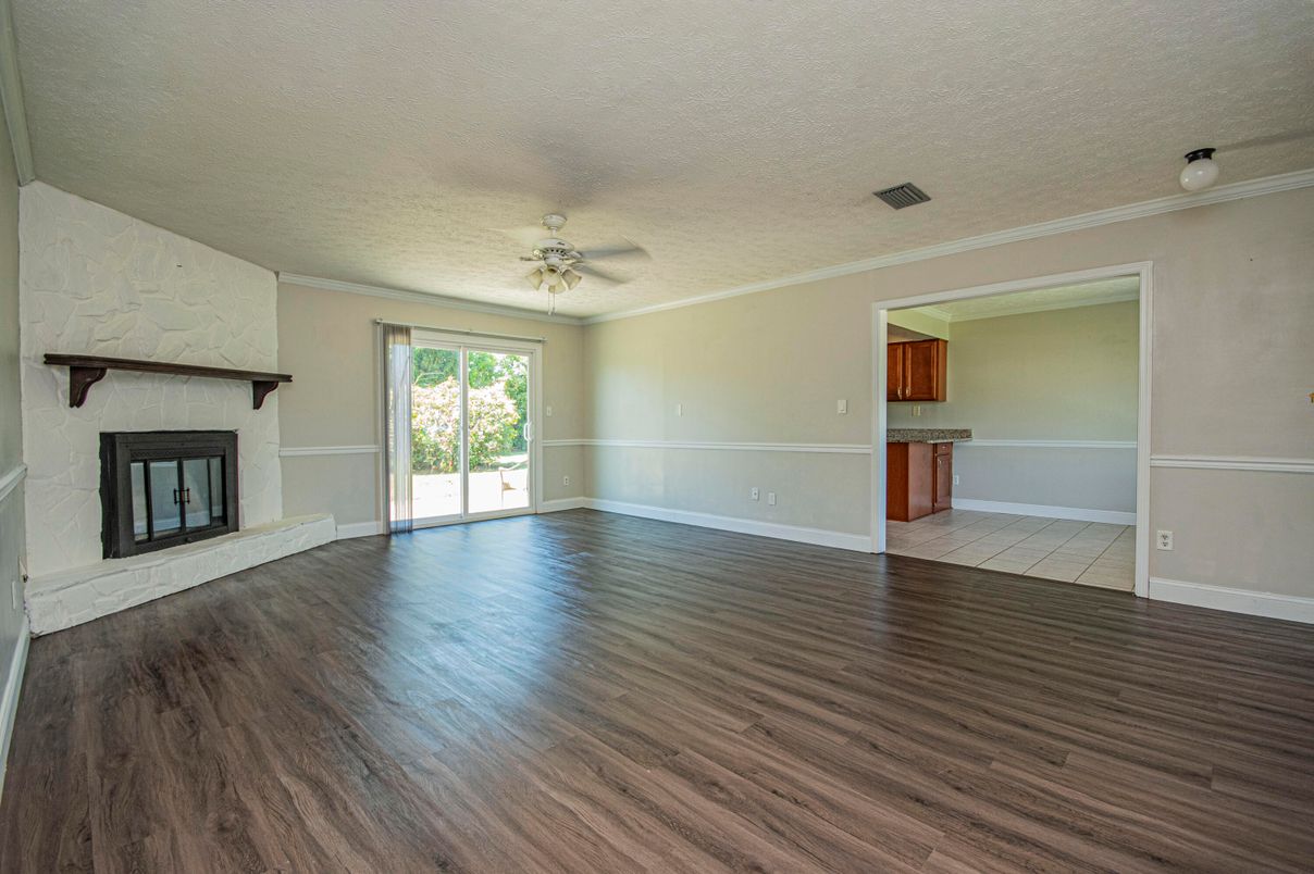 Empty room, Fireplace, Interior, Wood Texture Flooring