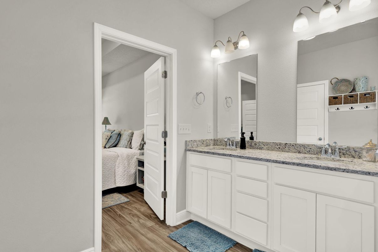 Bathroom, Bedroom, Dual Sink Vanities, Interior, Wood Texture Flooring