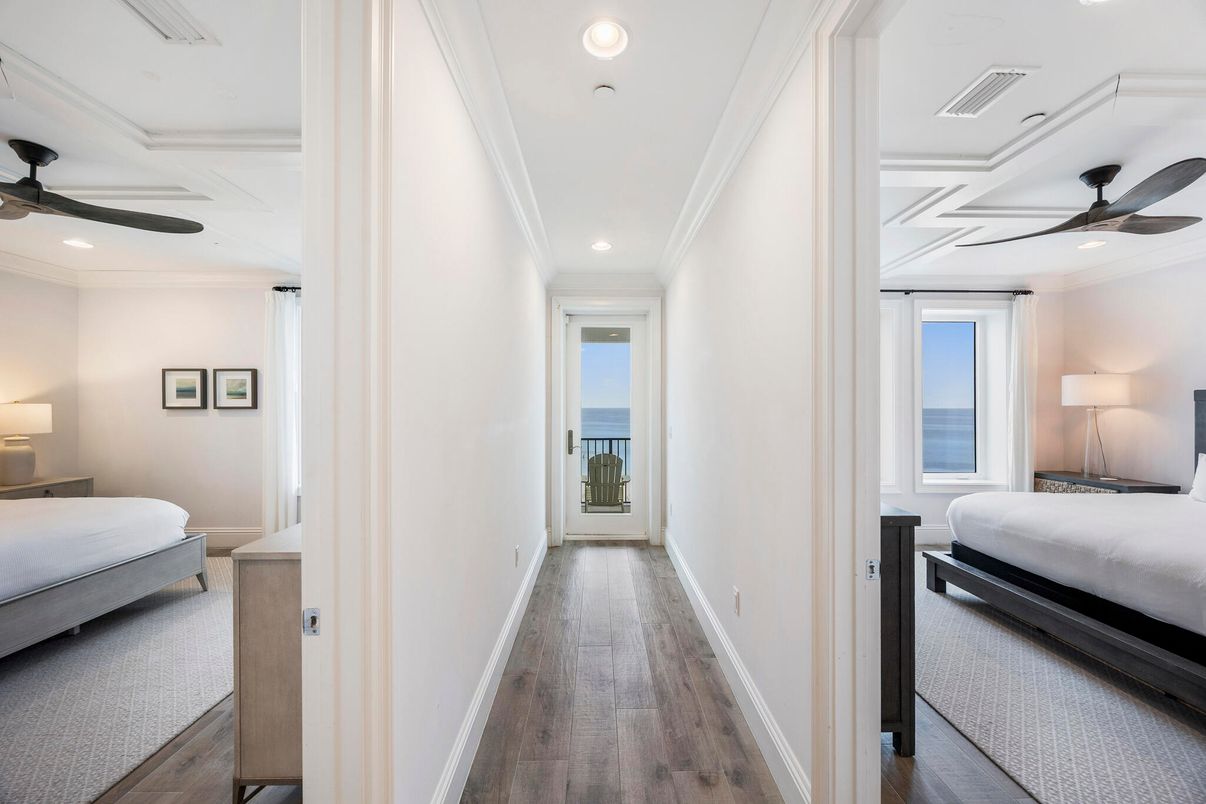 Bedroom, Interior, Recessed Lighting, Water, Wood Texture Flooring