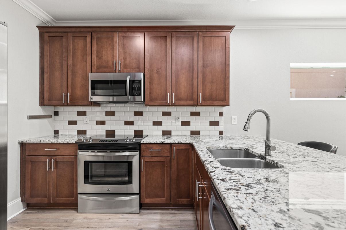 Interior, Kitchen, Stainless Steel Appliances, Wood Texture Flooring