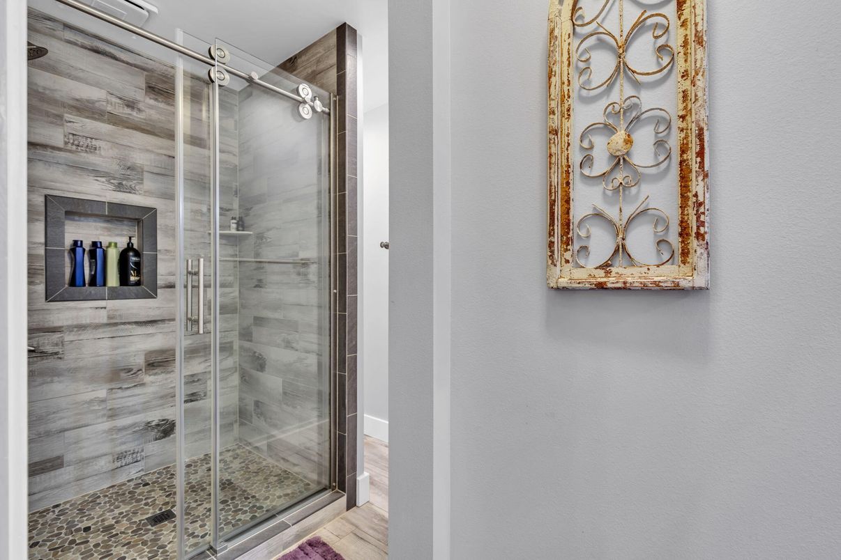Bathroom, Glass Shower, Interior, Wooden Walls