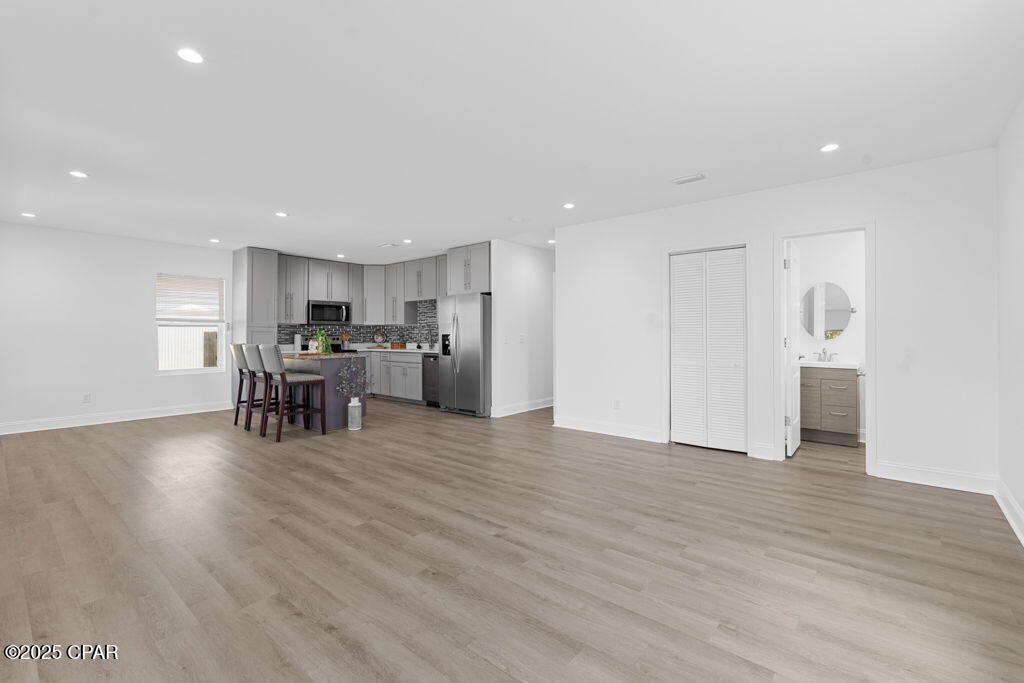 Dining room, Interior, Kitchen, Recessed Lighting, Wood Texture Flooring