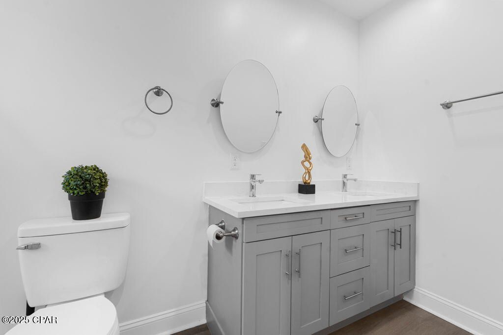Bathroom, Dual Sink Vanities, Interior, Wood Texture Flooring