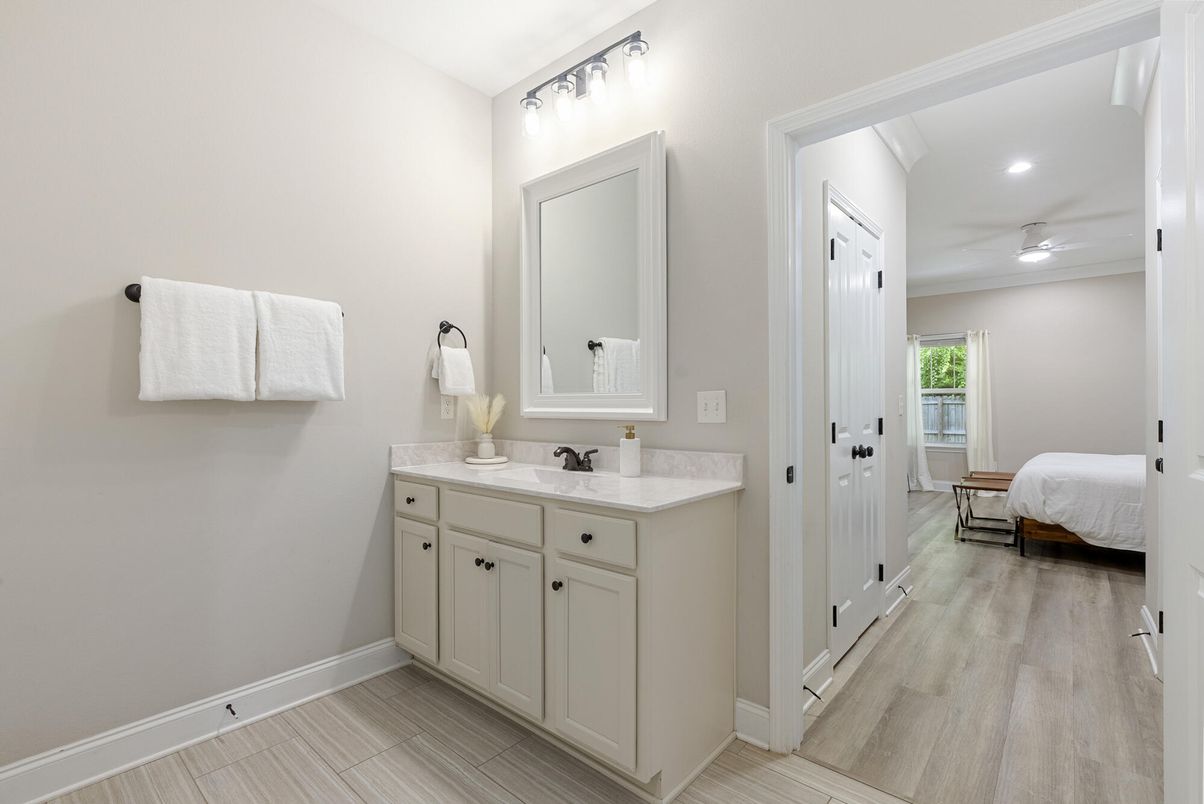 Bathroom, Bedroom, Interior, Recessed Lighting, Wood Texture Flooring