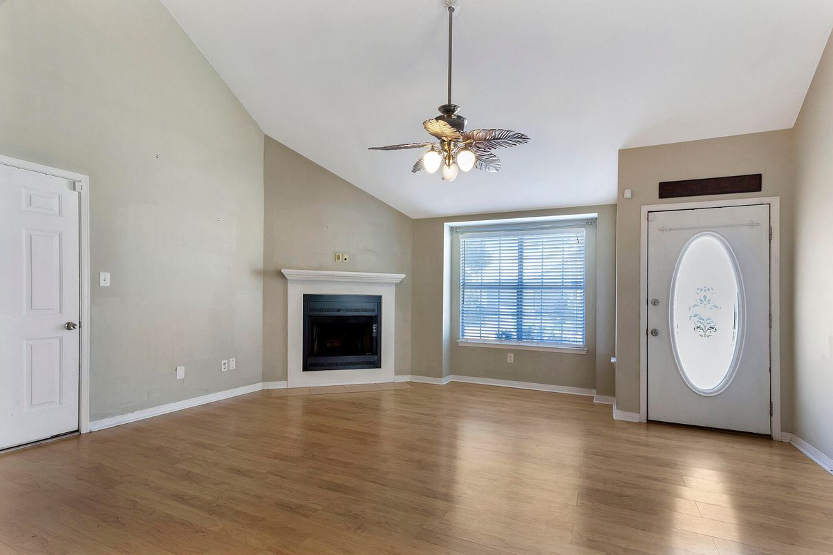 Empty room, Fireplace, Interior, Wood Texture Flooring