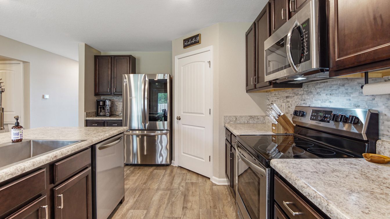 Interior, Kitchen, Stainless Steel Appliances, Wood Texture Flooring