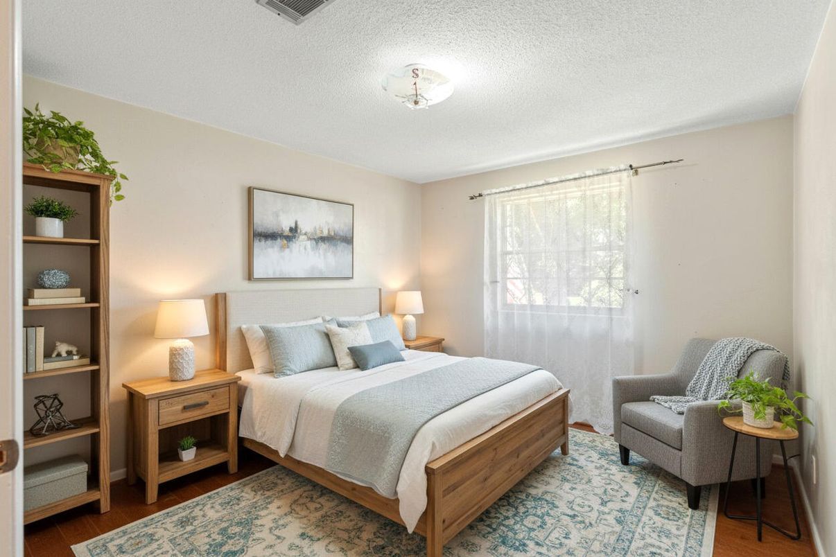 Bedroom, Interior, Wood Texture Flooring