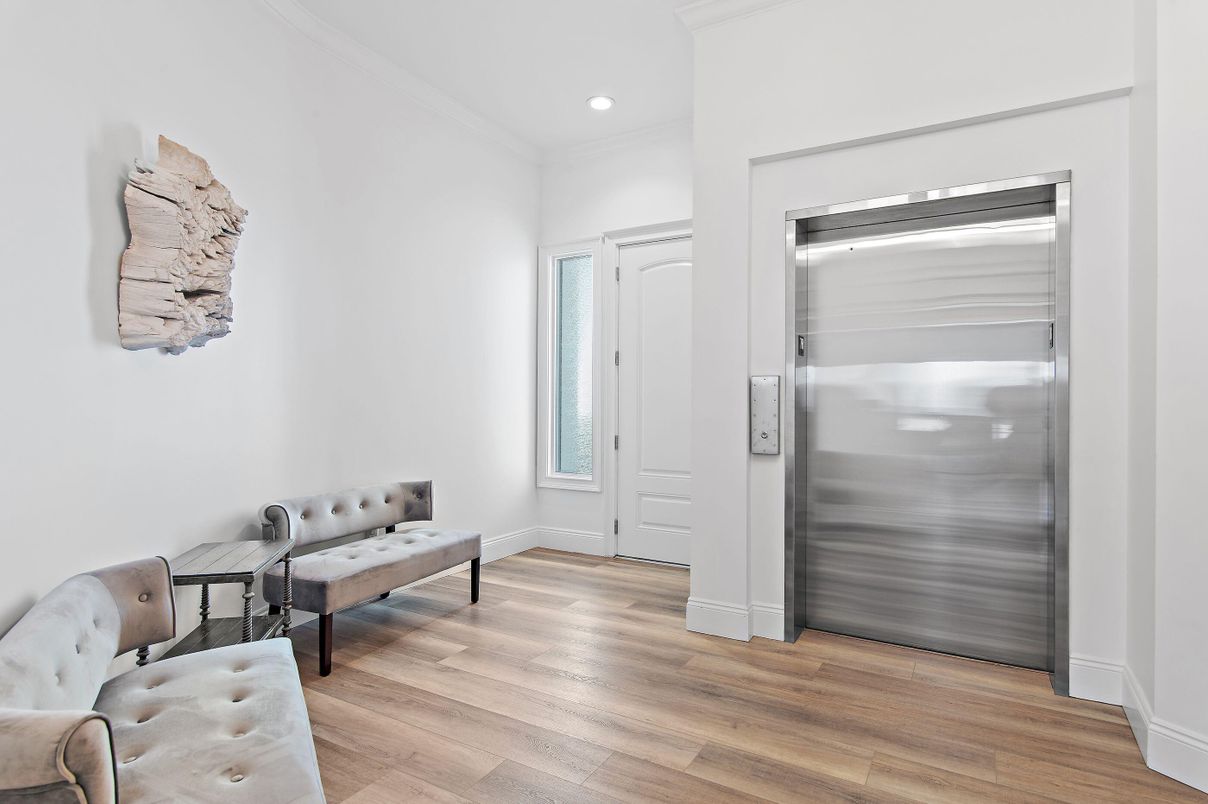 Elevator, Interior, Recessed Lighting, Wood Texture Flooring