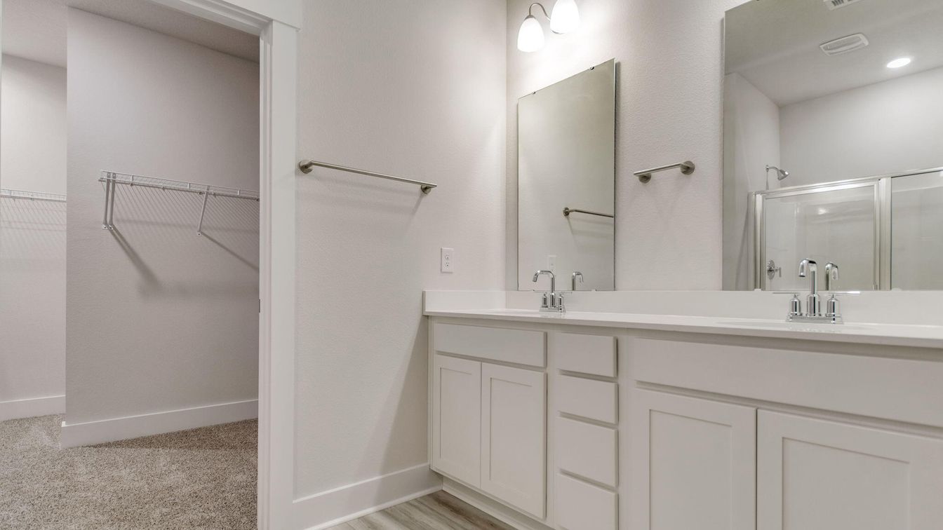 Bathroom, Dual Sink Vanities, Interior, Recessed Lighting, Walk-in Closets