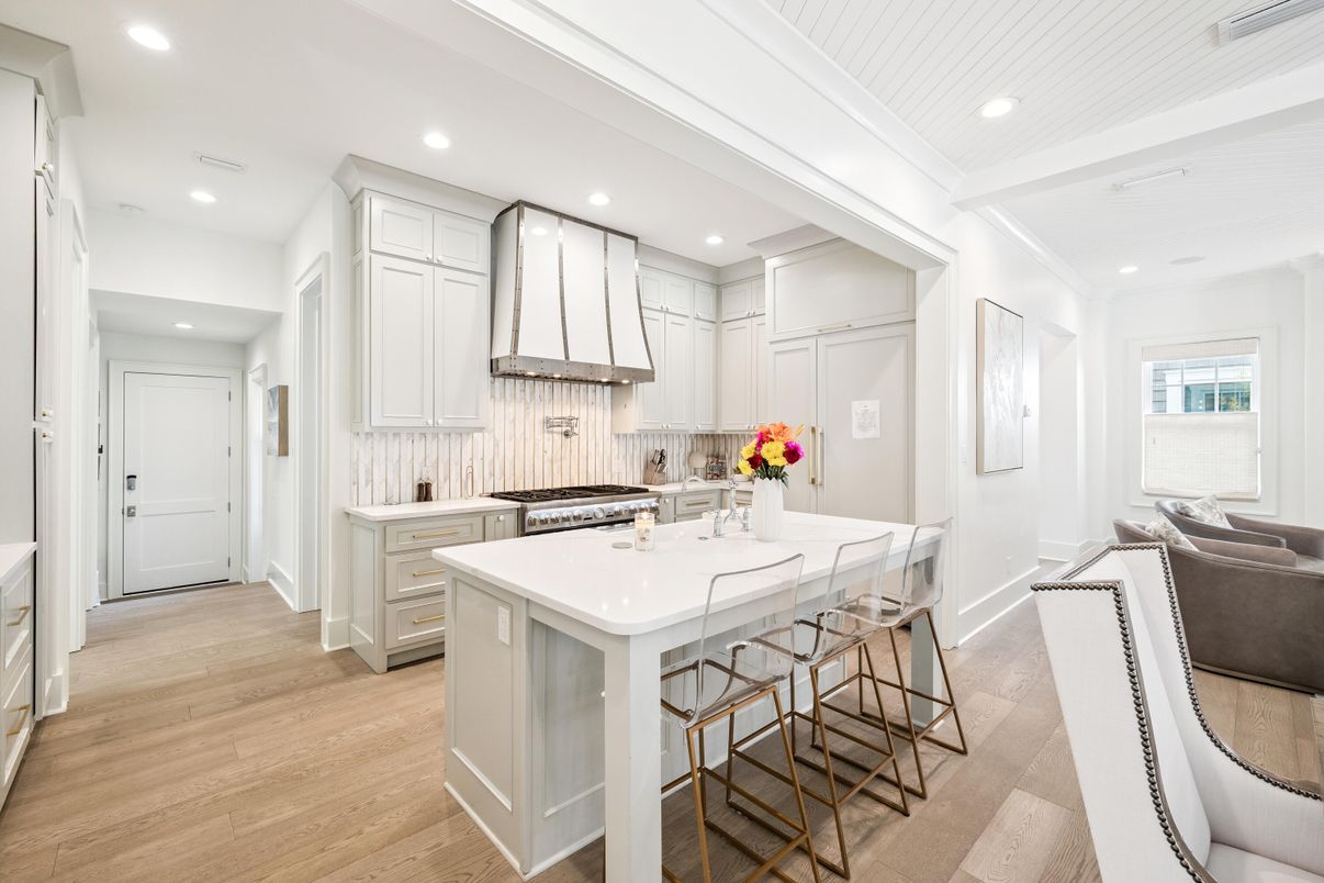 Interior, Kitchen, Recessed Lighting, Wood Texture Flooring