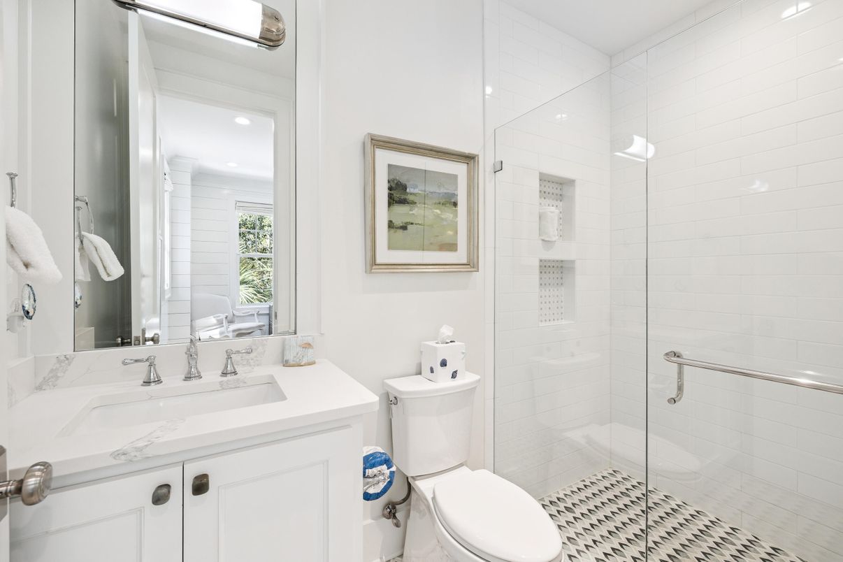 Bathroom, Glass Shower, Interior, Recessed Lighting