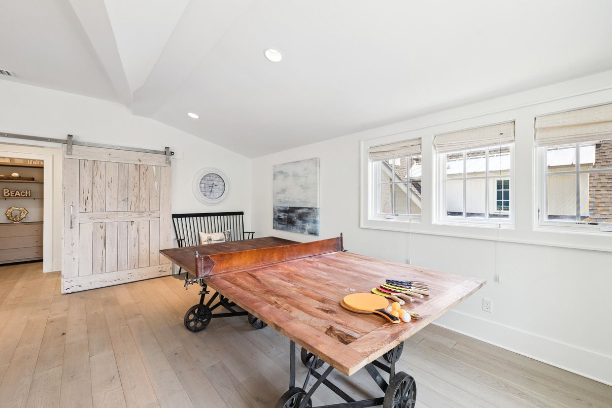 Game Room, Interior, Recessed Lighting, Wood Texture Flooring