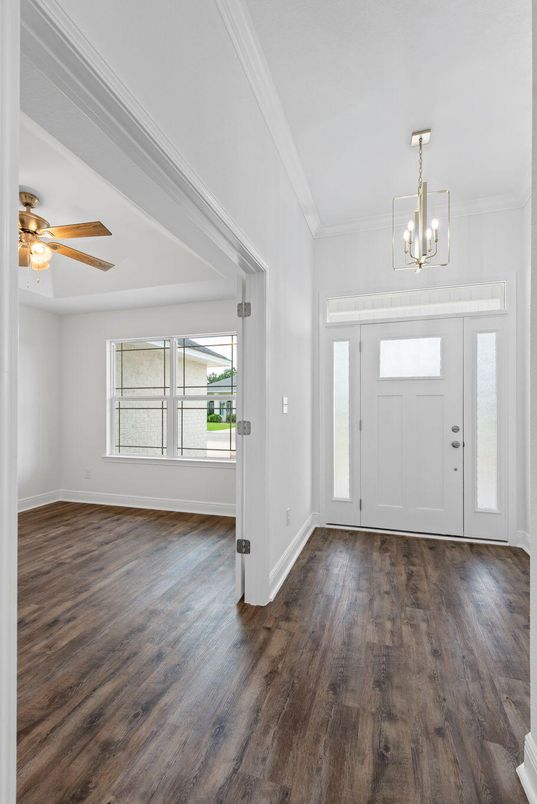 Empty room, Interior, Pendant Lights, Wood Texture Flooring