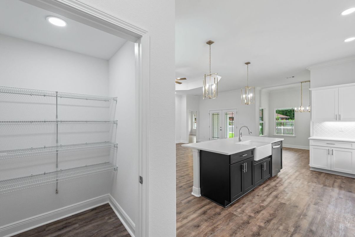 Interior, Kitchen, Pendant Lights, Recessed Lighting, Wood Texture Flooring