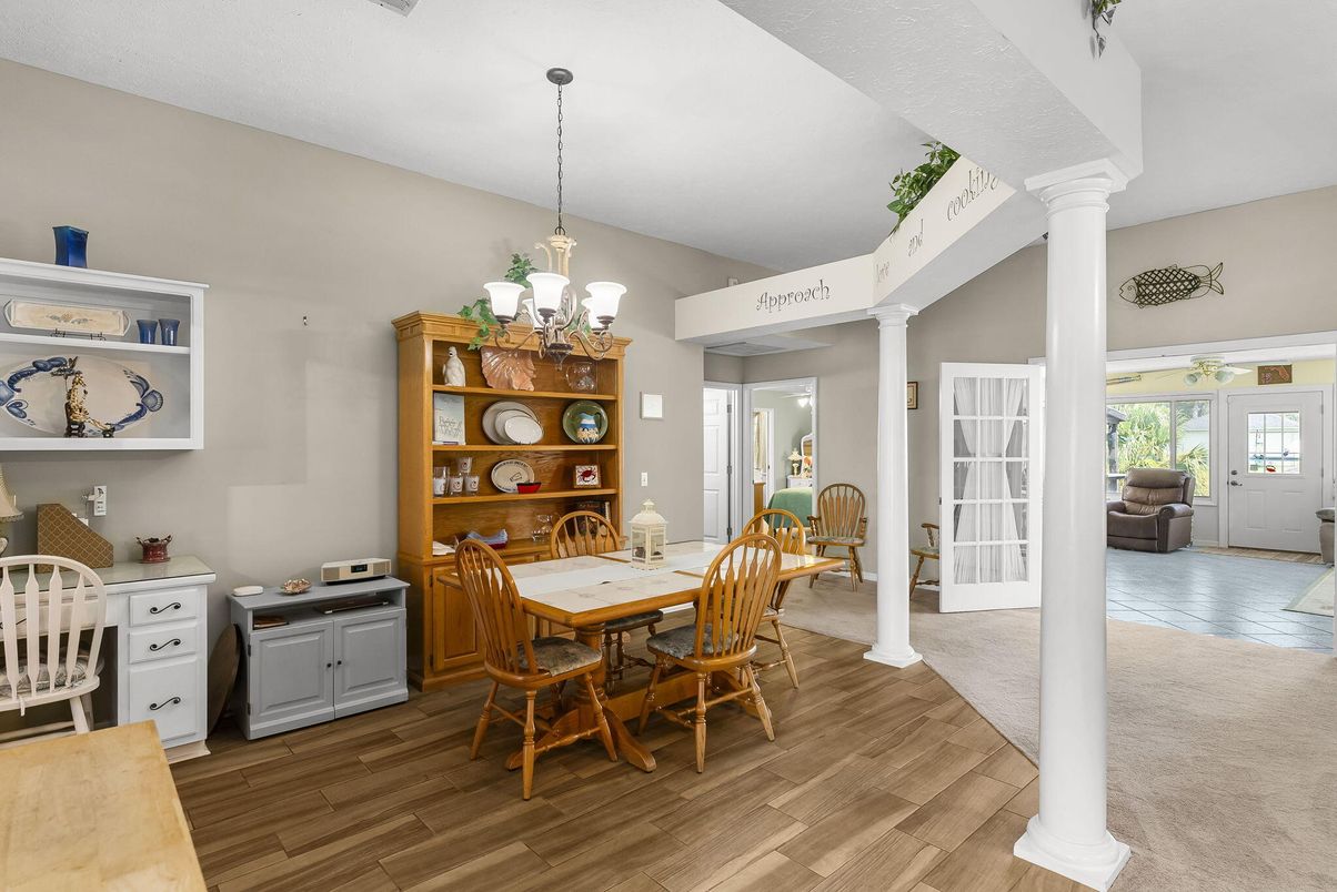 Chandelier, Dining room, Interior, Pendant Lights, Wood Texture Flooring