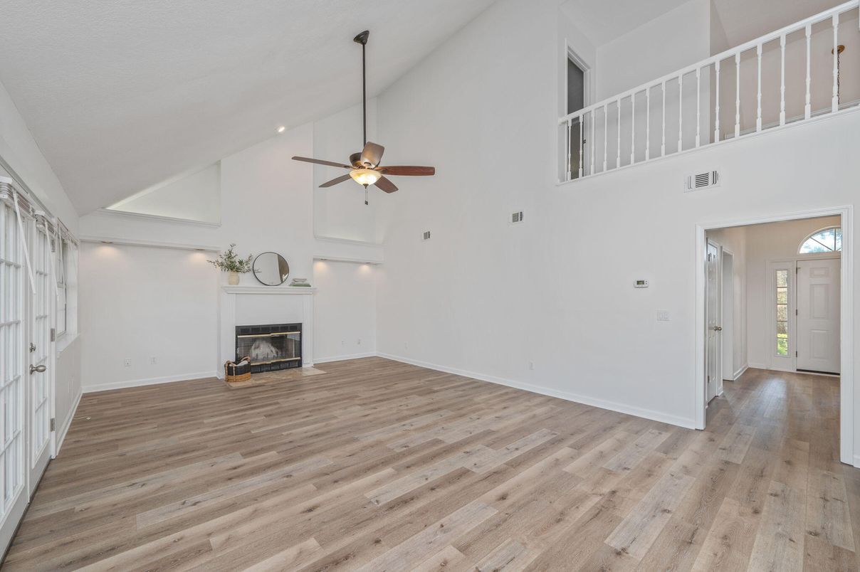 Fireplace, Interior, Wood Texture Flooring
