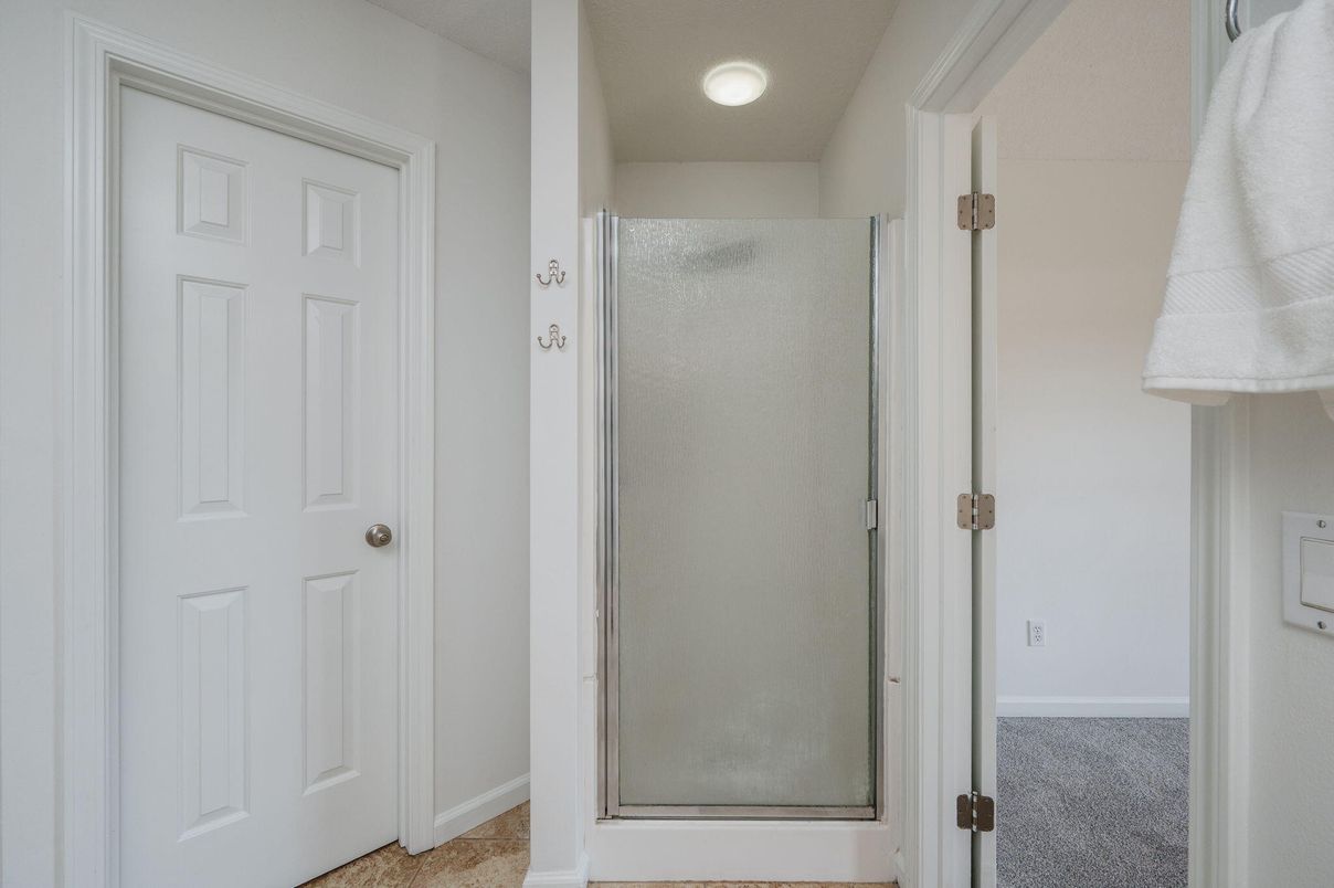 Bathroom, Glass Shower, Interior, Recessed Lighting