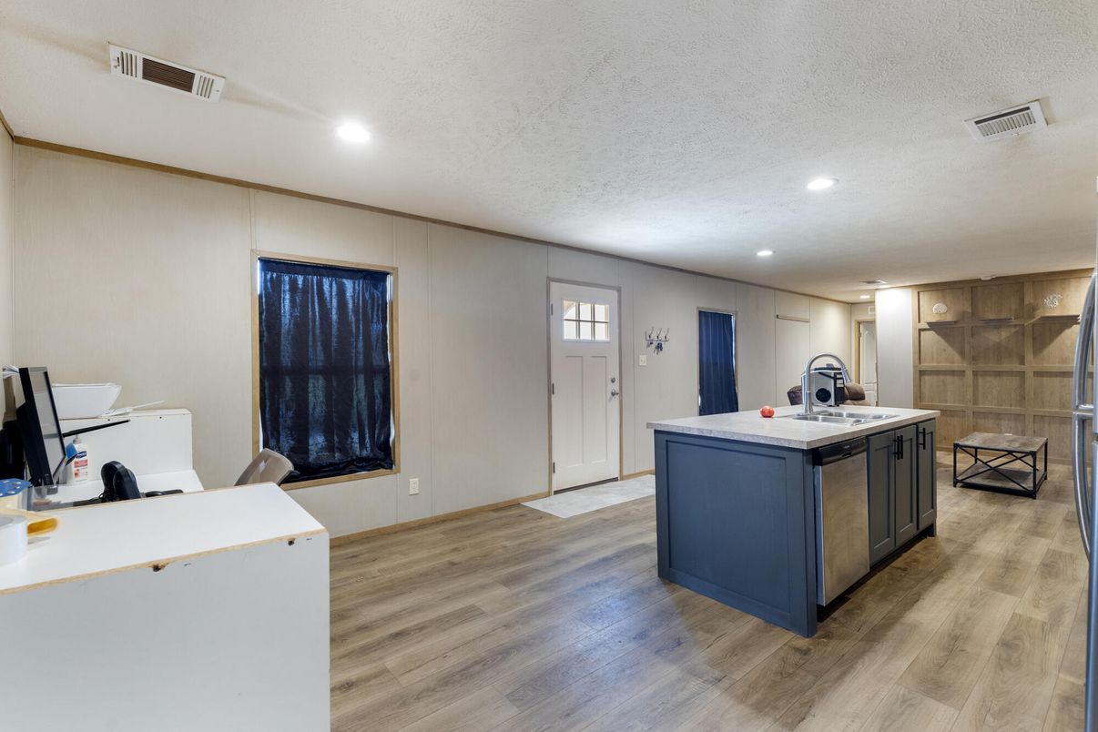Interior, Kitchen, Recessed Lighting, Wood Texture Flooring