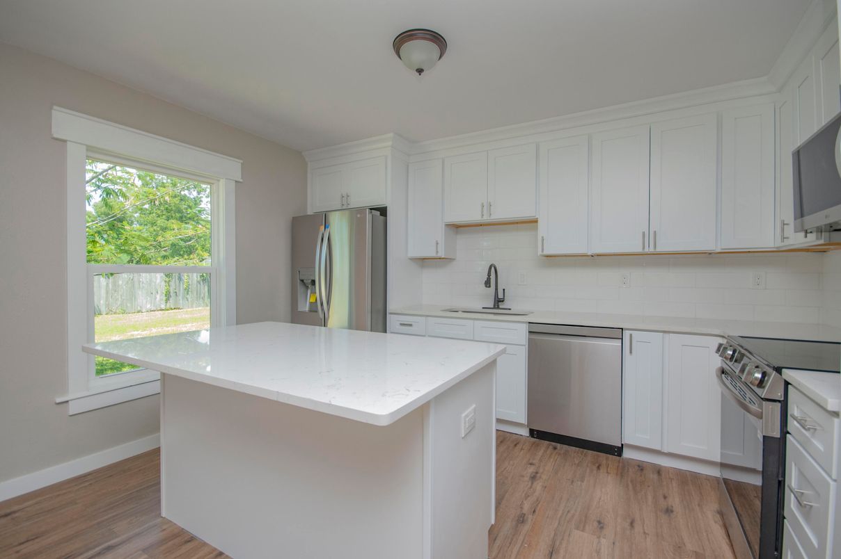 Interior, Kitchen, Stainless Steel Appliances, Wood Texture Flooring